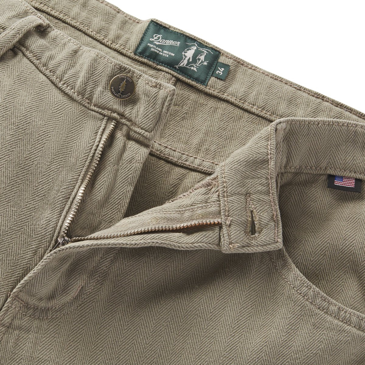Kenton Double Knee Pants  Herringbone Dusty Olive Men|Women