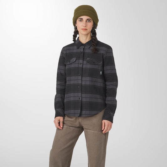 Sauvie Cotton Flannel Shirt  Black Plaid Men|Women