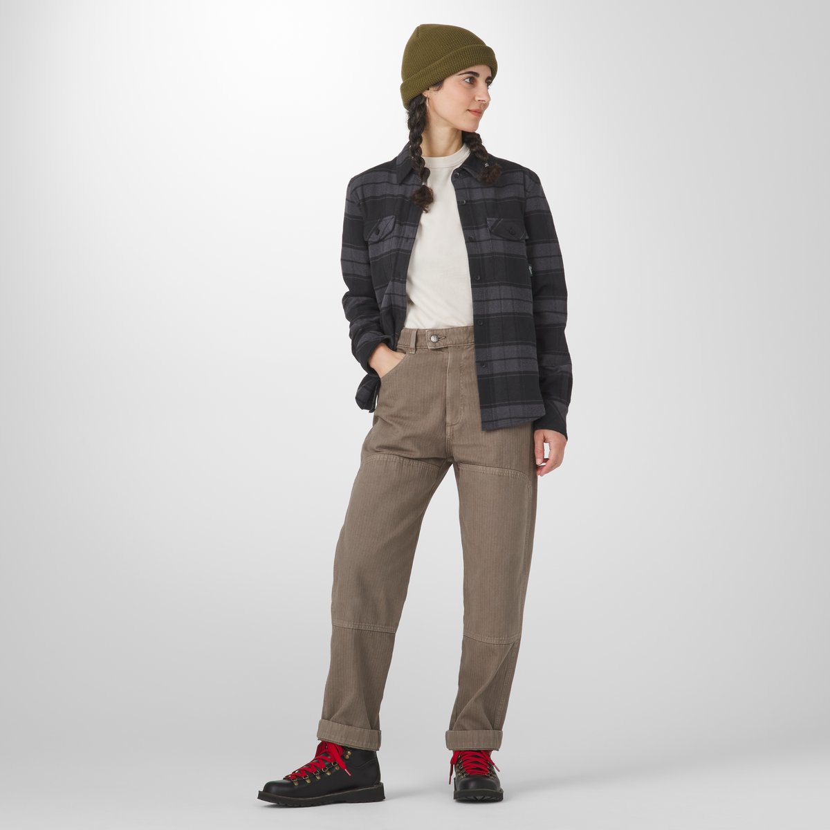 Sauvie Cotton Flannel Shirt  Black Plaid Men|Women