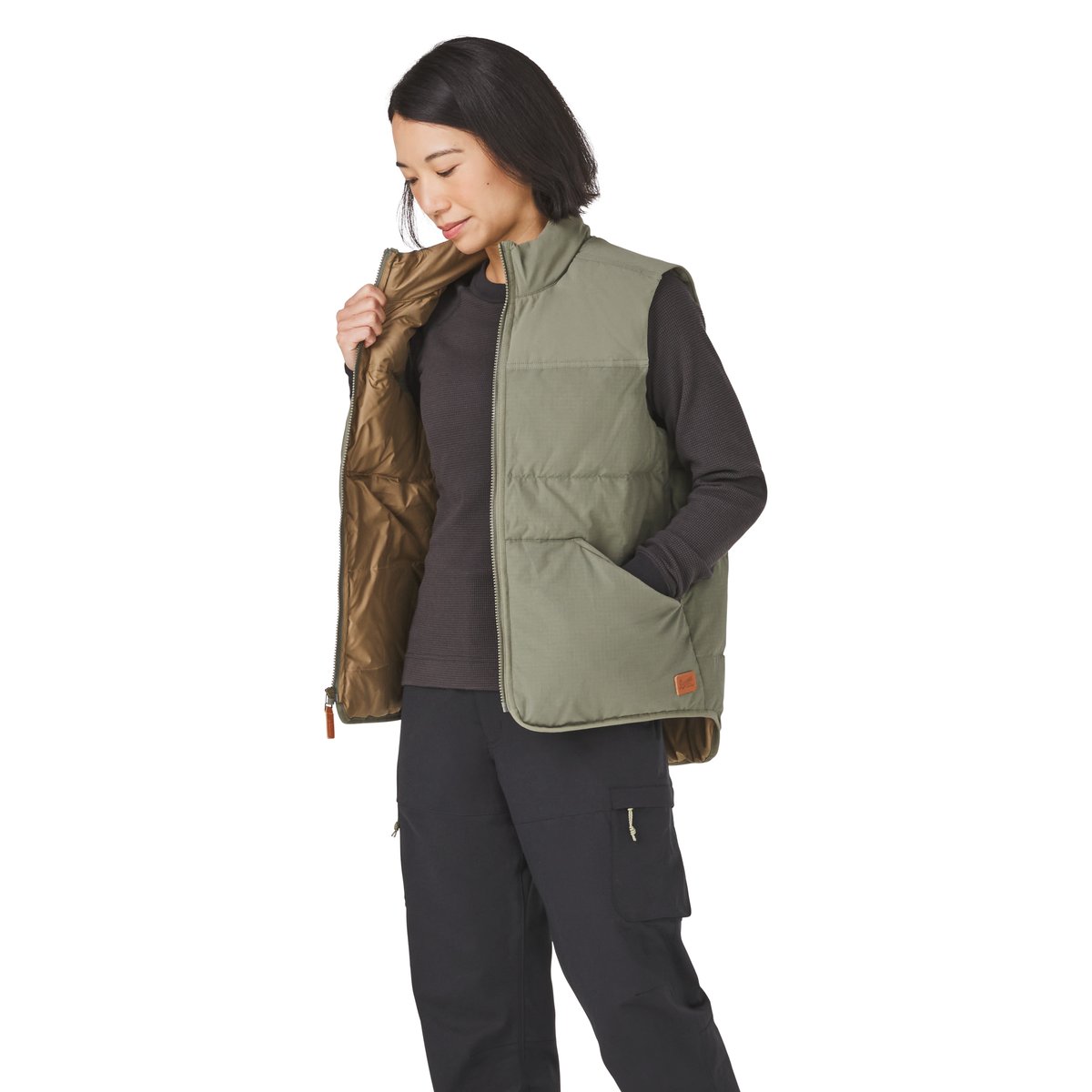 Zigzag Down Vest Dusty Olive Men|Women