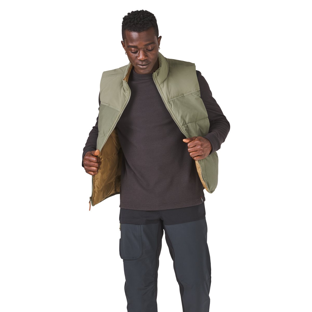 Zigzag Down Vest Dusty Olive Men|Women
