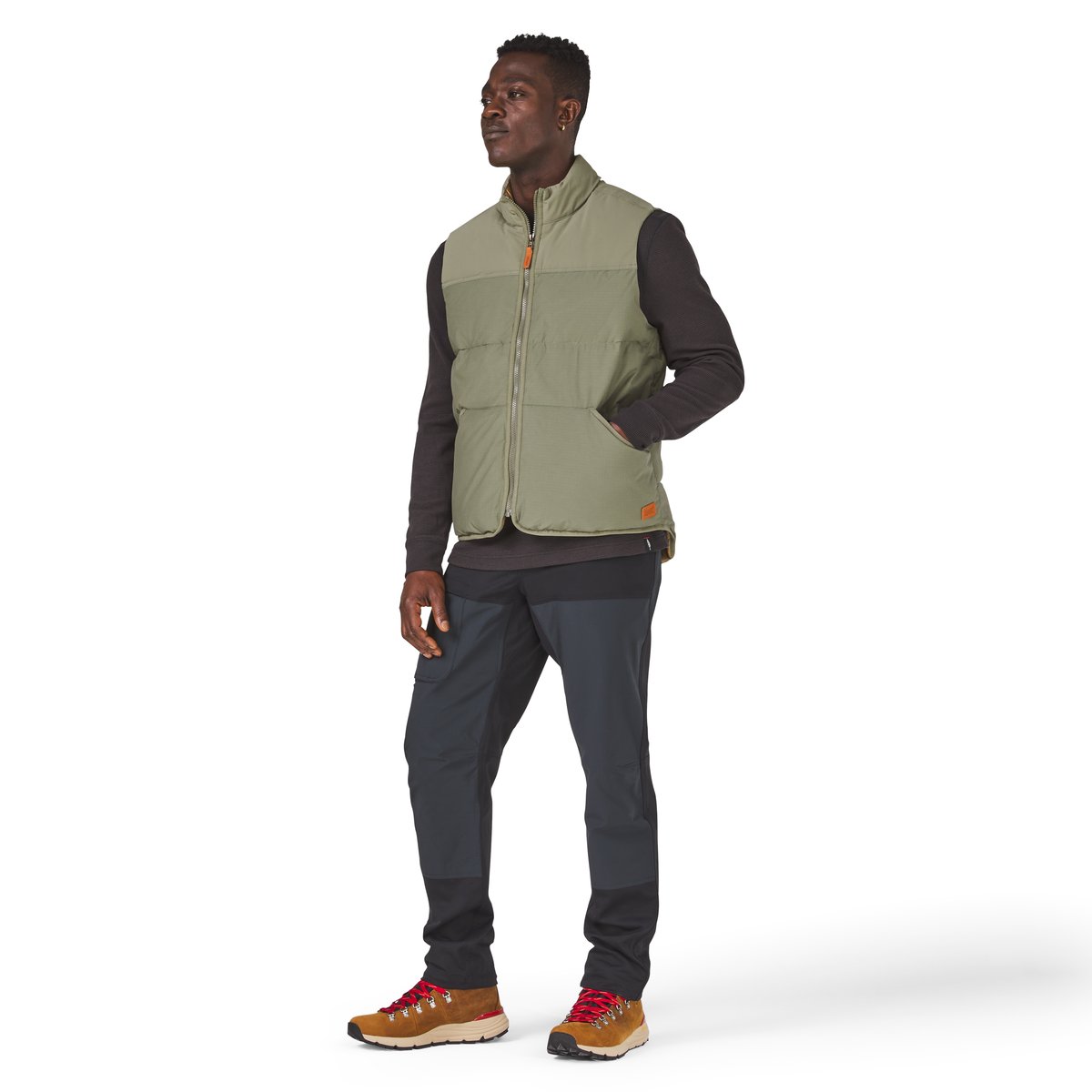 Zigzag Down Vest Dusty Olive Men|Women